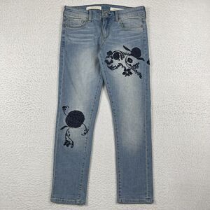 Pilcro Letterpress Jeans Womens 27 Blue Denim Floral Embroidery Hyphen Casual